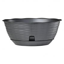 CIOTOLA PER FIORI 'PAGLIA' Ø cm 40xh.17 lt.12,5 - antracite- 10 pezzi - BAMA