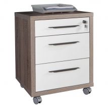 CASSETTIERA UFFICIO 3 CASSETTI LINEA 'CHANIA' cm. 45 x 48 x h.63 - cemento/bianco - COMPOSAD