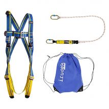 SISTEMA ANTICADUTA IN KIT 'APENINOS' imbracatura dorsale + cordino + connettore - IRUDEK