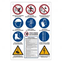 CARTELLO 12 SIMBOLI PER CANTIERE cm 80 x 60- 10 pezzi - EUROSIGNALS