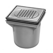 PILETTA IN ABS CON GRIGLIA IN ACCIAIO INOX 316 200x200 MM USC. VERTICALE ø75 GEBO ITALIA Srl