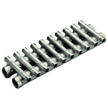 COLLETTORE COMPATTO IN OTTONE NICHELATO PER RISCALDAMENTO 3/4*1/2 8+8 TIEMME RACCORDERIE SPA