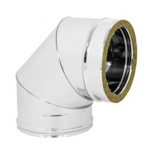 CURVA 90 ° DOPPIA PARETE ACCIAIO INOX AISI 316 PARTE INTERNA AISI 304 PARTE ESTERNA - EE ¸200 INTERNO - EE ¸250 ESTERNO - SP. 05 MM - EUF