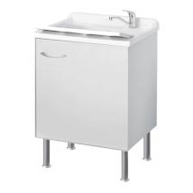 MOBILE LAVATOIO IN BILAMINATO BIANCO AD 1 ANTA CON VASCA - L= 50 CM P= 50 CM H= 85 CM UN ANTA - CER