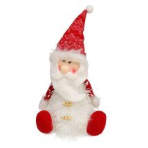 Figura Navideña Papá Noel Con Luz Led Blanco/Rojo30x22x15 Cm