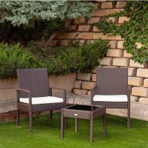 Conjunto De Jardín Aktive Garden 2 Sillones Con Cojín+Mesita Ratán Sintético Negro