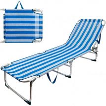 Tumbona Plegable Aktive Beach Reclinable Azul/Blanco 68X58x147 Cm