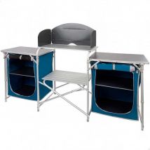 Mueble Plegable De Cocina Para Camping Aktive Con Paravientos Azul/Inox 111X172x35 Cm