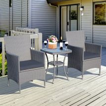 Conjunto De Jardín Outsunny 1 Mesa+2 Sillones Ratán Gris