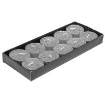 Set De 10 Velas Glitter Plata