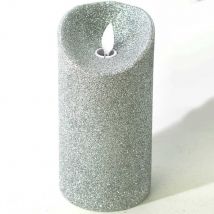 Vela De Luz Led Glitter Plata Ø7,5X15 Cm