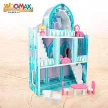 Castillo De Muñecas De Madera Woomax 10 Piezas +3A Azul 53,5X37x15 Cm