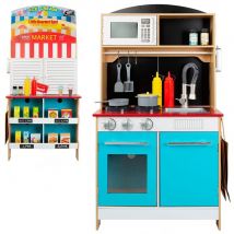 Cocinita 4 En 1 Woomax 25 Accesorios +3A Multicolor 109X60x40 Cm