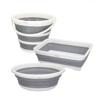 Set 3 Cubos Plegables Aktive Gris/Blanco