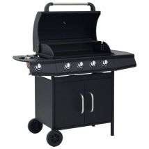 Barbacoa De Gas Con Grill Vidaxl 13900W 4+1 Fogones Con Tapa Protectora Negro