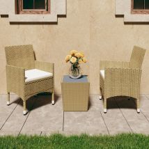 Conjunto De Jardín Vidaxl 2 Sillones 1 Mesita De Ratán Beige