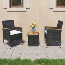 Conjunto De Jardín Vidaxl 2 Sillones 1 Mesita Ratán Y Madera Maciza De Acacia Negro/Natural