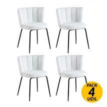 Pack De 4 Sillas De Comedor Tulip Tejido Crochet Blanco Nieve