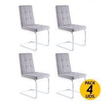 Pack De 4 Sillas De Comedor Vanity Tejido Gris