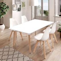 Mesa De Comedor Nordika Extensible Blanco/Haya 76X140-180-220X80 Cm