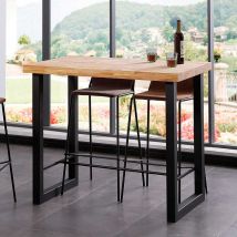 Mesa Alta De Comedor Loft Diseño Nórdico Roble Nordish/Negro 100X120x70 Cm