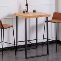 Mesa Alta De Comedor Loft Diseño Nórdico Roble Nordish/Negro 100X70x70 Cm