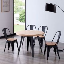 Mesa De Comedor Berg Extensible Forma Redonda Roble Nordish/Negro