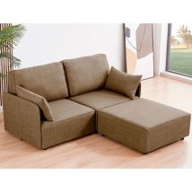 Sofá Chaiselongue Modular Mou 2 Plazas Con 2 Cojines Beige 93X186x183 Cm