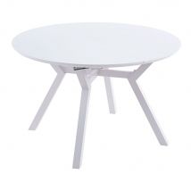 Mesa De Comedor Delta Extensible Forma Circular Blanco 75X120-160X120 Cm