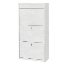 Scarpiera slim salvaspazio tre ante un cassetto Bianco Ossido 63x29x h127 cm