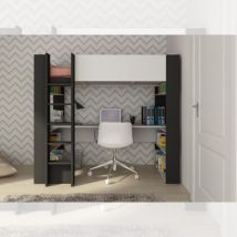 Cameretta 1651 con letto a soppalco e scrivania sottostante colore bianco e antracite