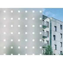 Película esmerilada reposicionable con cuadros blancos