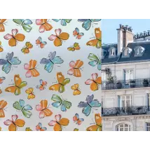 Lámina esmerilada reposicionable con motivo de mariposa en acuarela