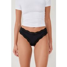 Tanga de microfibra con borde de encaje - SOUL - M - Negro - Mujer - Etam