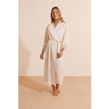 Bata satinada con detalles de encaje - DESIRE - S - ecru - Mujer - Etam
