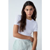 Bawełniana koszulka z krótkim rękawem - XS - white - Etam