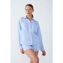 Linnen pyjamashirt - ISAME - M - Bleu - Etam