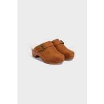 Kapcie mule z welurowym wnętrzem z polaru - 36/37 - brown - Etam