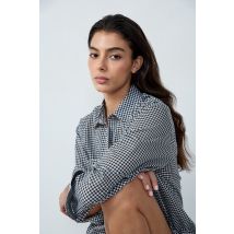 Koszula nocna w kratę z bawełny - S - black - Etam
