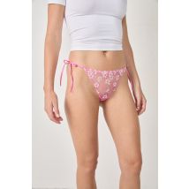 Stringi wiązane z haftowanego tiulu - S - pink - Etam