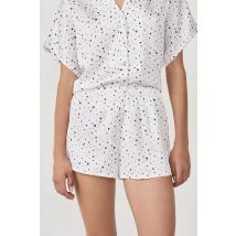 Pantalón cortos de pijama de satén con estampado de corazones - DREAMS - L - Blanco - Mujer - Etam