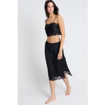 Jupe de pyjama satinée détails dentelle - REVELATION - L - Black - Etam