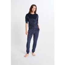 Piżama 2-częściowa w serduszka z efektem weluru - M - marine - Etam