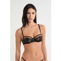 Biustonosz nr 9 - Balkonetka z haftem - 90E - black - Etam