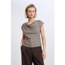 Top col bénitier à carreaux - A TANIA CRX - taille M - Beige - Etam