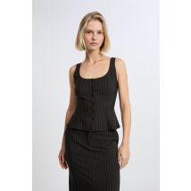 Top con volantes y rayas - A HASTA RAY - S - Negro - Mujer - Etam