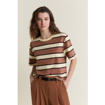 Camiseta de manga corta de algodón a rayas - TIM TSHIRT - S - miel - Mujer - Etam