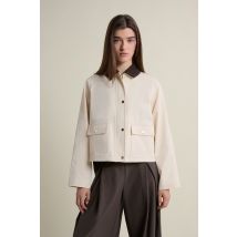 Chaqueta corta con cuello de terciopelo - MOSS - M - ecru - Mujer - Etam