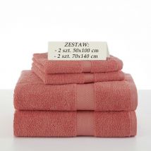 Komplet 4 ręczników kąpielowych Carbotex 2x 70x140 i 2 x 50x100 bawełniane frotte koralowe
