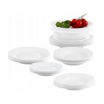 Serwis obiadowy Bormioli Toledo 36 elementów białe talerze dla 12 osób